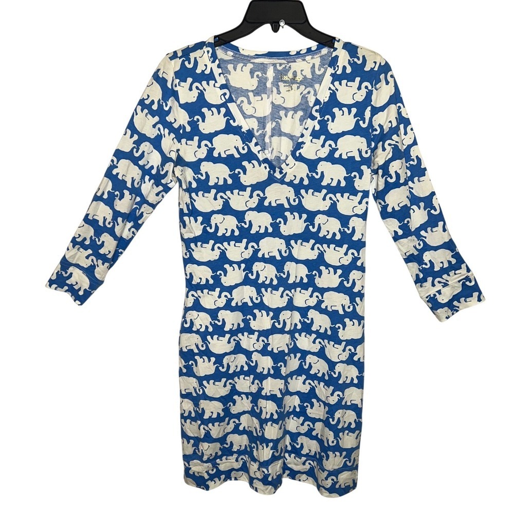 Lilly Pulitzer, Elephant Print, V Neck Long Sleeve night shirt